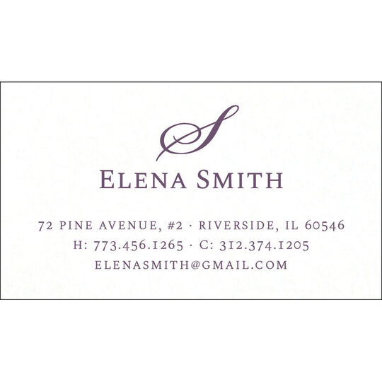 Script Initial Letterpress Contact Cards